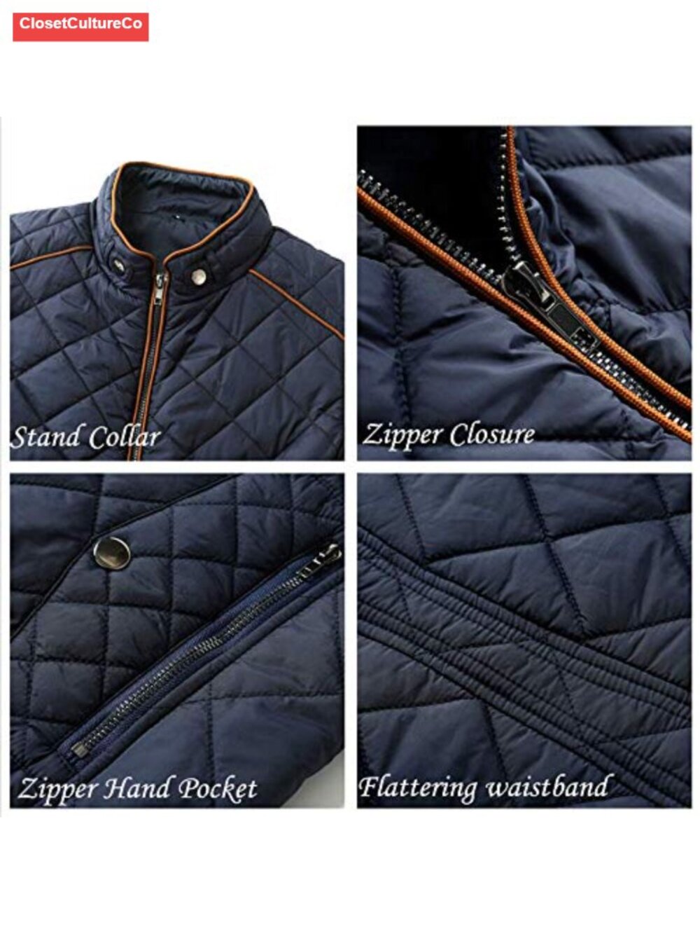 Women's Quilted Lightweight Jacket Stand Collar Zip Warm Winter Coat Pockets - Picture 4 of 6
